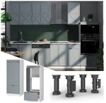 Vicco Mikrowellenschrank Fame-Line Wei&szlig; Hellblau-Grau gerahmt 60 cm mit Schublade &
