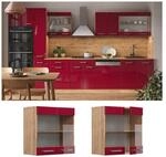 Vicco H&auml;ngeglasschrank K&uuml;chenschrank K&uuml;chenzeile R-Line 60 cm Eiche Bordeaux T&uuml;r