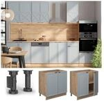 Vicco Unterschrank Fame-Line Eiche Hellblau-Grau gerahmt 80 cm ohne Arbeitsplatte