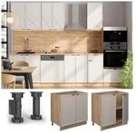 Vicco Unterschrank Fame-Line Eiche Grau-Beige gerahmt 80 cm mit Arbeitsplatte...