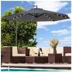 Luxus Sonnenschirm mit LED Beleuchtung Ampelschirm 300cm Solar Garten Schirm Pavillon