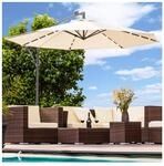 Luxus Sonnenschirm mit LED Beleuchtung Ampelschirm 300cm Solar Garten Schirm Pavillon