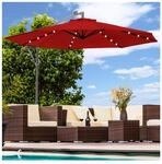 Luxus Sonnenschirm mit LED Beleuchtung Ampelschirm 350cm Solar Garten Schirm Pavillon