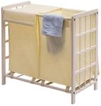 W&auml;schesammler MCW-B60, Laundry W&auml;schebox W&auml;schekorb, Massiv-Holz 2 F&auml;cher
