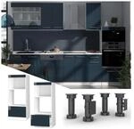 Vicco Mikrowellenschrank Fame-Line Wei&szlig; Dunkelblau Hochglanz 60 cm mit Schublade