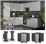 Vicco Eckunterschrank Fame-Line Anthrazit Hellblau-Grau gerahmt 87 cm ohne