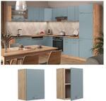 Vicco H&auml;ngeschrank K&uuml;chenschrank R-Line Solid Eiche Blau Grau 45 cm modern