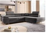 M-Punkt Wohnlandschaft Ecksofa MIAMI Samt Grau mit Bett Bettkasten