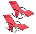 SoBuy Schaukelstuhl-Set f&uuml;r 2 Personen f&uuml;r den Garten Rot 147x63x85cm Industriell