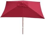 Sonnenschirm Lissabon, Gartenschirm Marktschirm, 3x4m Polyester/Holz 6kg ~ bordeaux