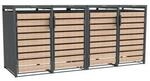 Westmann M&uuml;lltonnenbox Lacina 4x 240 L Holzoptik 80x264x116cm
