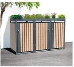 Westmann M&uuml;lltonnenbox Planta 3x 240 L Holzoptik 84x200x124,5cm