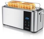 Arendo Langschlitz-Toaster 1500 W, f&uuml;r 4 Scheiben, Br&ouml;tchenaufsatz, Touchdisplay,