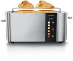 Arendo Toaster Edelstahl, Langschlitz, Touch Display, Br&auml;unungsgrad- &