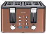 Arendo Toaster, 4 kurze Schlitze, f&uuml;r 4 Scheiben, 1750 W, Automatik, Edelstahl,