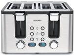 Arendo Toaster, 4 kurze Schlitze, f&uuml;r 4 Scheiben, 1750 W, Automatik, Edelstahl,