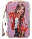 Depesche 3-Fach Federtasche mit Anh&auml;nger GIRL POWER inkl. Stifte TOPModel 7,5 x 13 x