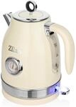 Zilan Retro Wasserkocher Edelstahl 1,7L kabellos mit 360&deg; Basis 2200W Beige