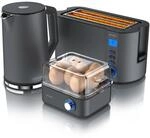 Arendo Fr&uuml;hst&uuml;cks-Set 3-teilig, 4-Scheiben Langschlitztoaster, 8er...