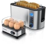 Arendo 2-teiliges Fr&uuml;hst&uuml;cksset, Langschlitz 4-Scheiben Toaster MANHA, 6er