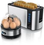 Arendo 2-teiliges Fr&uuml;hst&uuml;cksset, 7er Eierkocher & Langschlitz Toaster f&uuml;r 4
