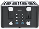 Arendo Toaster, 4 kurze Schlitze, f&uuml;r 4 Scheiben, 1750 W, Automatik, Edelstahl,