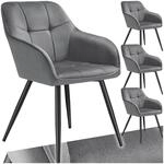 tectake&reg; Esszimmerstuhl, gepolstert, in Samtoptik, gesteppt, schlanke Stahlbeine, 58