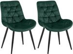 CLP 2er Set Esszimmerstuhl Rossford Samt I Stuhl mit Lehne I Sessel mit Bodenschonern