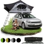 Juskys Autodachzelt Lago 120 x 210 cm - LED-Beleuchtung & Leiter - Schwarz / Grau