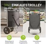Juskys Einkaufstrolley 3in1 mit 2 Rollen f&uuml;r Shopping - 56 L Tasche - Trolley