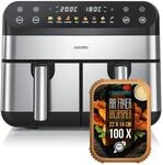 Arendo Hei&szlig;luftfritteuse, 2400 W, Backofen, D&ouml;rrautomat, 3D Umluftsystem, fettarmes