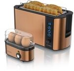 Arendo Fr&uuml;hst&uuml;cks-Set 2-teilig, 4 Scheiben Langschlitz-Toaster 1500W, 3er