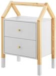 Juskys Kinder Nachttisch Enny mit 2 Schubladen - Nachtschrank klein & modern -