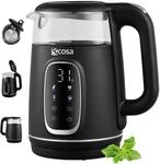 Ecosa Glas Wasserkocher m. Temperatureinstellung Farb-Touchdisplay 1.7L 2200W Schwarz