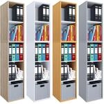 VCM Holzregal stehend platzsparender Aktenschrank Ma&szlig;e ca. H. 184 x B. 35 x T.