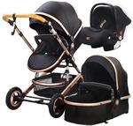 TPFLiving Kombi-Kinderwagen 3in1 Set - Modell Lux 7 Stoff - Rot