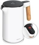 Arendo Wasserkocher Edelstahl, Doppelwand, Temperatureinstellung 40&deg; - 100 &deg;C...