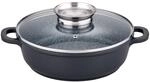 GSW Servierpfanne Gourmet Granit 24cm mit Glasdeckel