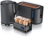 Arendo 3-teiliges Fr&uuml;hst&uuml;cksset - Wasserkocher 1,5l, 4-Scheiben Toaster, 6er