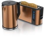 Arendo Fr&uuml;hst&uuml;cksset 2-teilig, Langschlitztoaster f&uuml;r 2 Scheiben, Wasserkocher