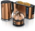 Arendo - Wasserkocher mit Toaster und Eierkocher SET Edelstahl Kupfer Wasserkocher