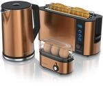 Arendo Fr&uuml;hst&uuml;cksset, Wasserkocher 1,5l, 2-Scheiben Toaster Langschlitz, 3er