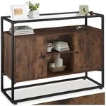 tectake&reg; Sideboard, Industrial Style, Glasplatte, offenes Fach, 2 Stauf&auml;cher mit