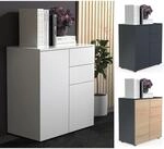 VCM Holz Kommode Sideboard mit 2 Dreht&uuml;ren und zwei Schubladen Ma&szlig;e H. 77 x B.