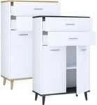 VCM Holz Kommode Sideboard mit 2 Dreht&uuml;ren und zwei Schubladen Ma&szlig;e ca. H. 97 x