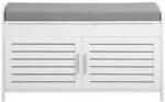 SoBuy Schuhbank mit 2 T&uuml;ren Wei&szlig; 90x32,5x50cm Funktional