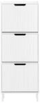 SoBuy Schuhschrank mit 3 T&uuml;ren Wei&szlig; 50,5x19x129,5cm Modern