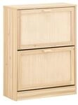 SoBuy Schuhschrank mit 2 T&uuml;ren Holzfarbe 60x24x80cm Funktional