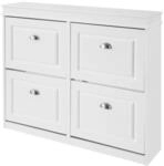 SoBuy Schuhschrank mit 4 T&uuml;ren Wei&szlig; 105x24x82,5cm Modern