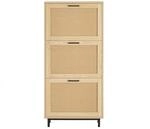 SoBuy Schuhschrank mit 3 T&uuml;ren Holzfarbe 60x23,8x127cm Modern